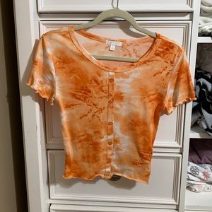 ABOUND orange tye-dye cropped tee